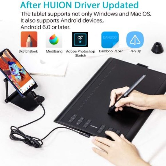 HUION Other - HOST PICK NEW HUION H1060P Graphics Drawing Tablet 10"x6.25" Battery-Free Stylus